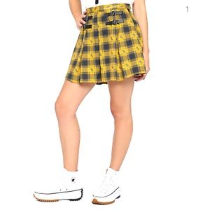 Harry Potter Hufflepuff Strap Pleated Plaid Skirt size XS